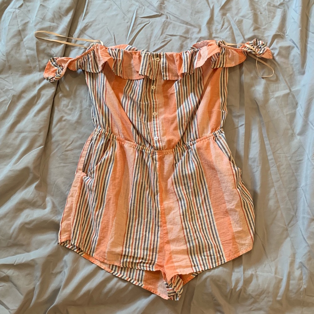 Orange Off The Shoulder Romper